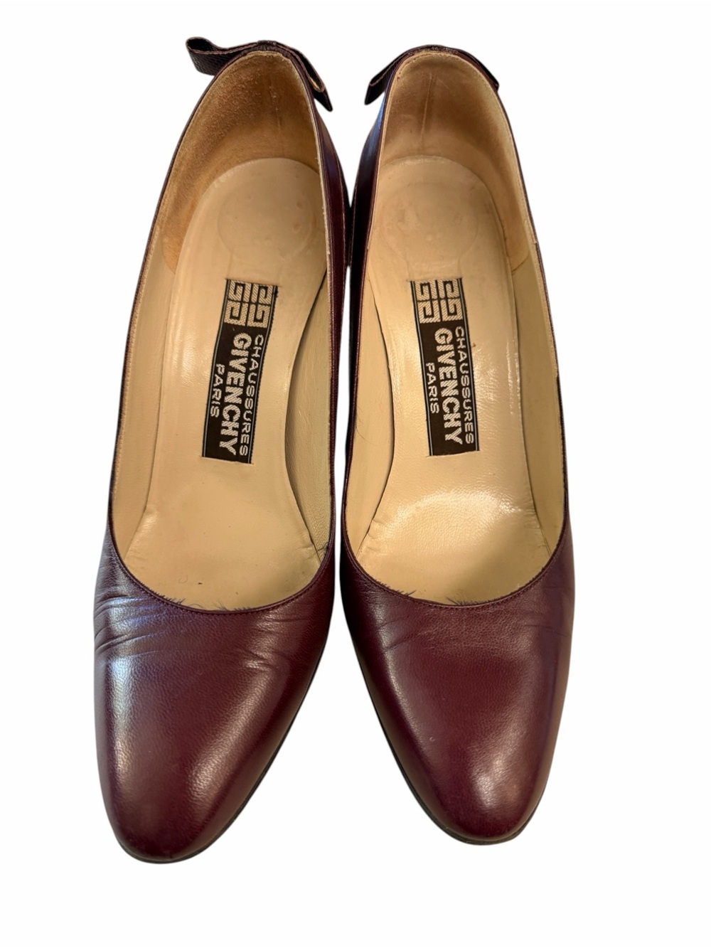 Vintage 80s Givenchy Wine Burgundy Leather Pumps,